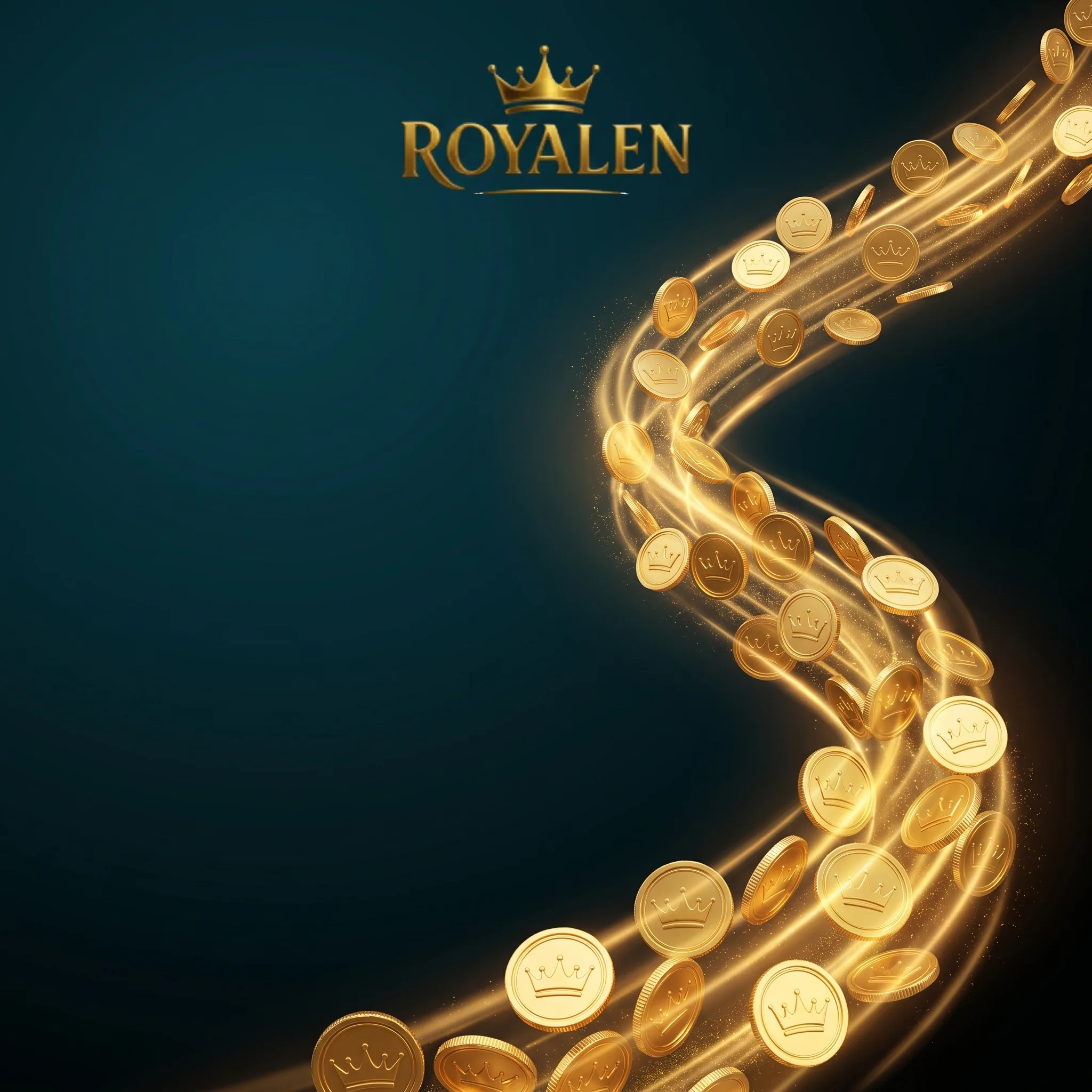 Goldene Royalen-Münzen auf türkisfarbenem Hintergrund