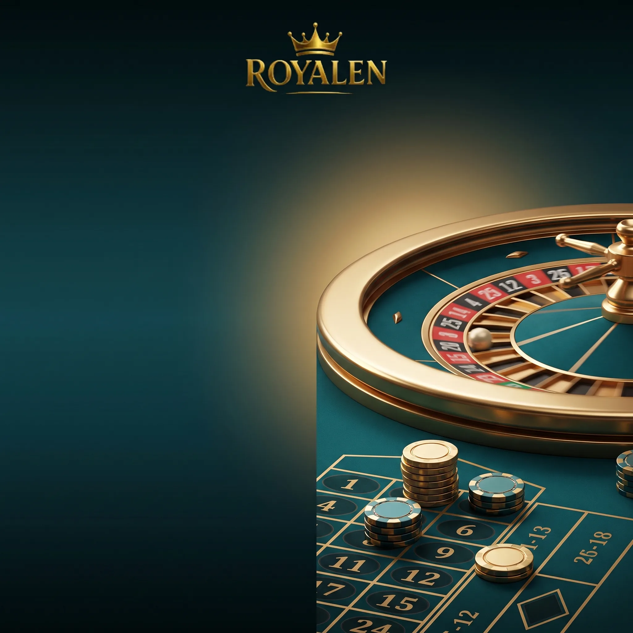 Royalen-Roulette mit goldenen und türkisfarbenen Spielmarken